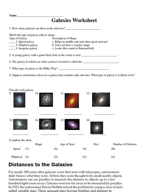 stars galaxies and the universe characteristics of stars worksheet answers
